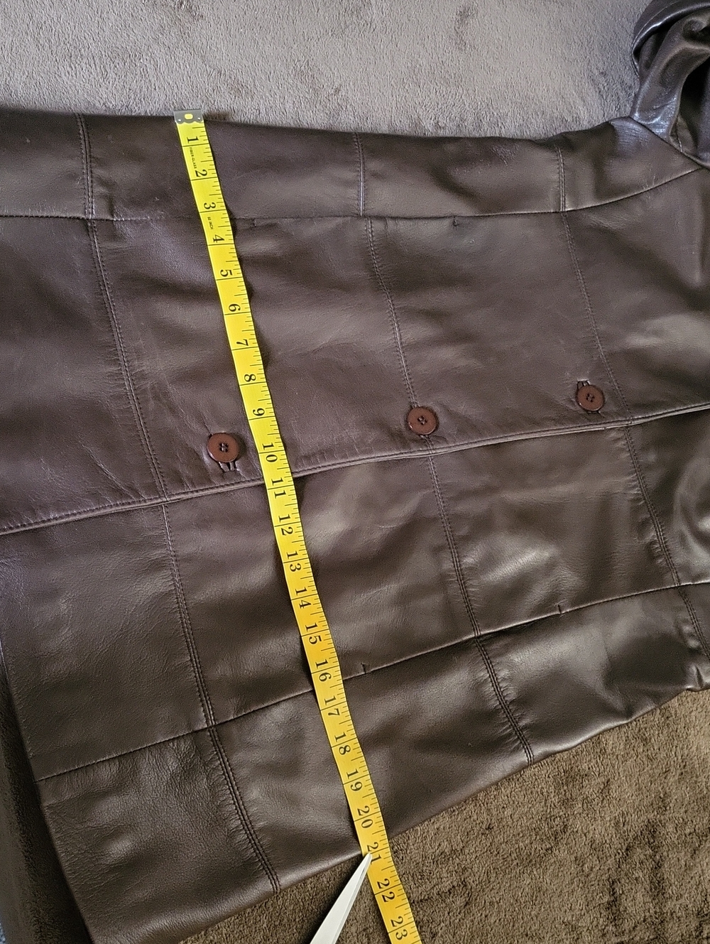 Vintage Danier Mid-length Leather Jacket Trench Coat w Pockets Sz S Dark Brown - Picture 13 of 16